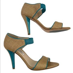 Oscar de la Renta  Women’s Raffia and turquoise Sandal Heels- size 36